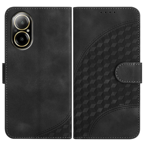 

For Realme C67 4G Global YX0060 Elephant Head Embossed Phone Leather Case with Lanyard(Black)