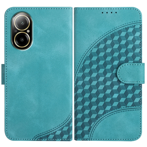 

For Realme C67 4G Global YX0060 Elephant Head Embossed Phone Leather Case with Lanyard(Light Blue)
