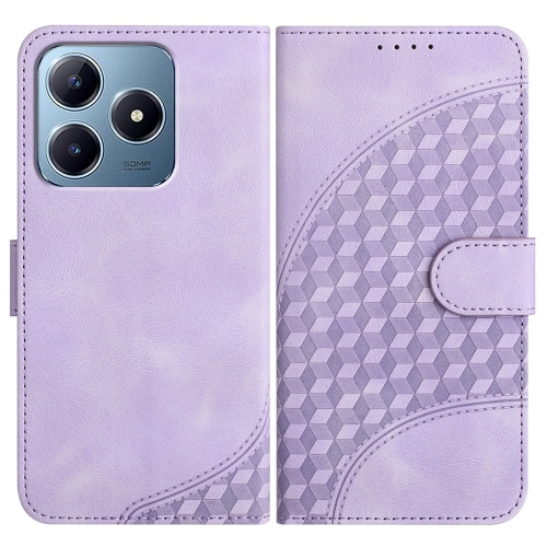 

For Realme C63 / C61 Global YX0060 Elephant Head Embossed Phone Leather Case with Lanyard(Light Purple)