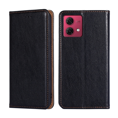 

For Motorola Moto G84 5G Gloss Oil Solid Color Magnetic Leather Phone Case(Black)