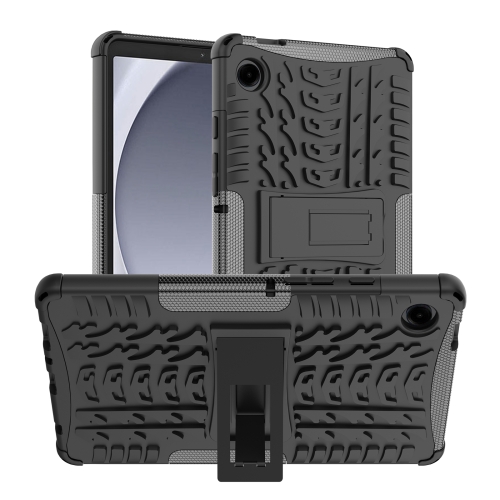 

For Samsung Galaxy Tab A9 Tire Texture TPU + PC Tablet Case with Holder(Black)