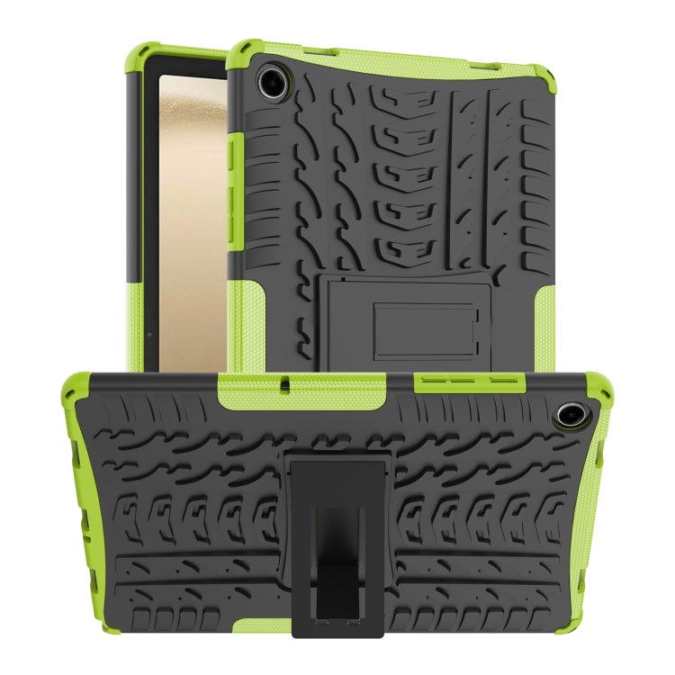 

For Samsung Galaxy Tab A9+ Tire Texture TPU + PC Tablet Case with Holder(Green)