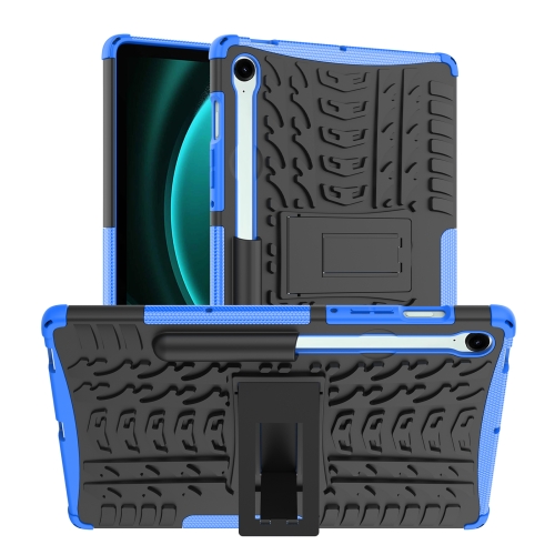 

For Samsung Galaxy Tab S9 FE Tire Texture TPU + PC Tablet Case with Holder(Blue)