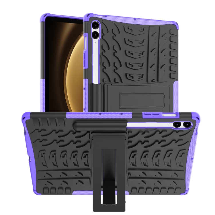 

For Samsung Galaxy Tab S9 FE+ Tire Texture TPU + PC Tablet Case with Holder(Purple)