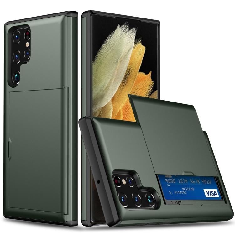 

For Samsung Galaxy S25 Ultra 5G Shockproof Armor Phone Case with Card Slot(Dark Green)