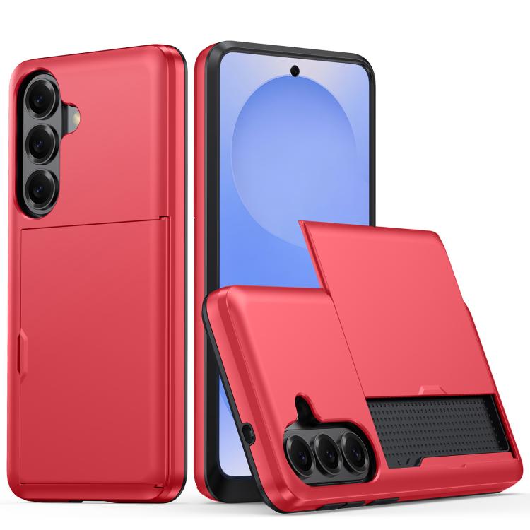 

For Samsung Galaxy S26 Pro 5G Shockproof Armor Phone Case with Card Slot(Red)