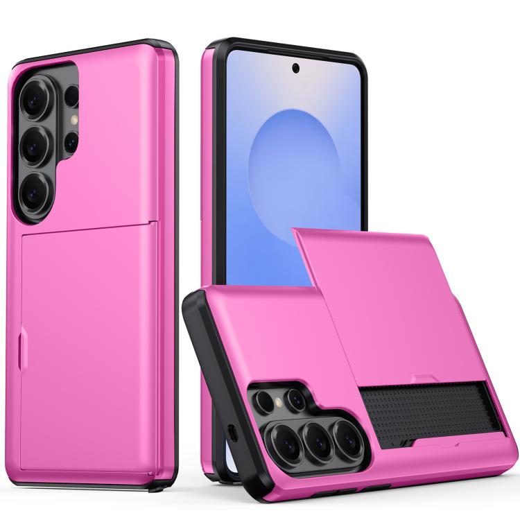 

For Samsung Galaxy S26 Ultra 5G Shockproof Armor Phone Case with Card Slot(Rose Red)