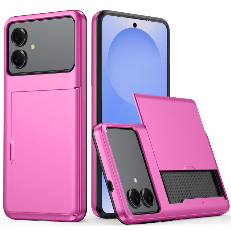 

For Samsung Galaxy S26 Edge 5G Shockproof Armor Phone Case with Card Slot(Rose Red)