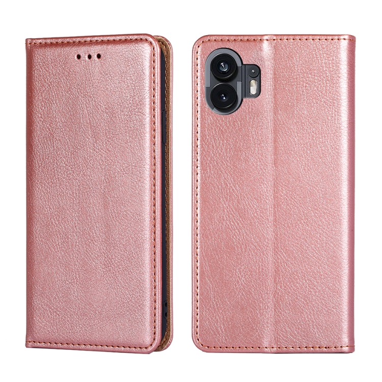 

For Nothing Phone 2 Gloss Oil Solid Color Magnetic Leather Phone Case(Rose Gold)