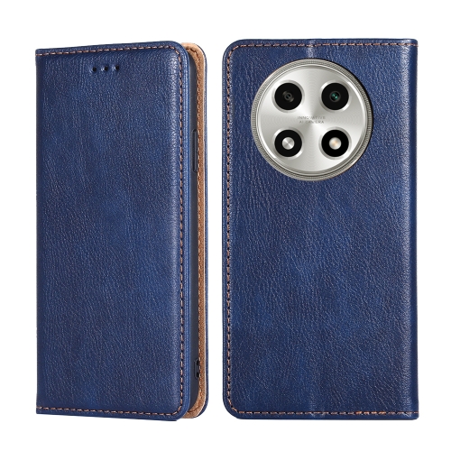 for honor 100 pro diamond lattice magnetic leather flip phone case white For OPPO A2 Pro 5G Gloss Oil Solid Color Magnetic Leather Phone Case(Blue)