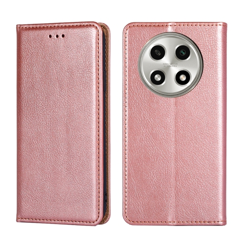 

For OPPO A2 Pro 5G Gloss Oil Solid Color Magnetic Leather Phone Case(Rose Gold)
