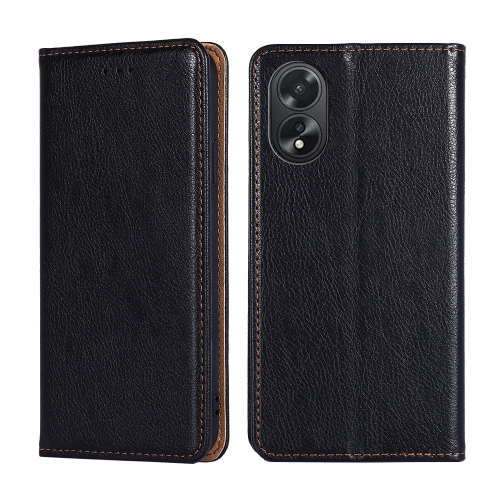 

For OPPO A38 4G / A18 4G Gloss Oil Solid Color Magnetic Leather Phone Case(Black)