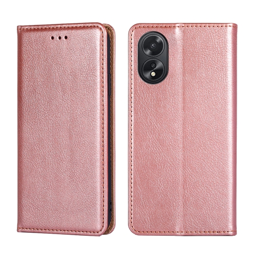 For OPPO A38 4G / A18 4G Gloss Oil Solid Color Magnetic Leather Phone Case(Rose Gold) for oppo a58 coloured drawing flip leather phone case magnolia
