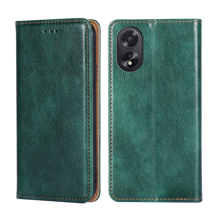 

For OPPO A38 4G / A18 4G Gloss Oil Solid Color Magnetic Leather Phone Case(Green)