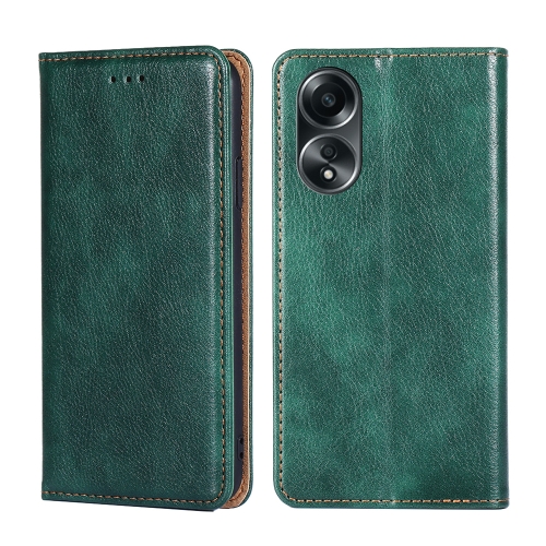 

For OPPO A58 4G Gloss Oil Solid Color Magnetic Leather Phone Case(Green)
