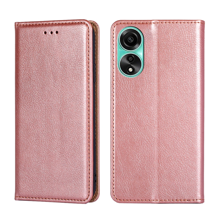 

For OPPO A78 4G Gloss Oil Solid Color Magnetic Leather Phone Case(Rose Gold)