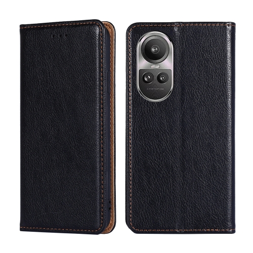 

For OPPO Reno10 5G / Reno10 Pro 5G Global Gloss Oil Solid Color Magnetic Leather Phone Case(Black)