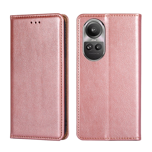 

For OPPO Reno10 5G / Reno10 Pro 5G Global Gloss Oil Solid Color Magnetic Leather Phone Case(Rose Gold)