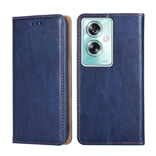 For OPPO A79 5G Global Gloss Oil Solid Color Magnetic Leather Phone Case(Blue) 8 8x5 5cmcm magnetic name badge holder kit horizontal id card name tag for conventions exhibitors events loripos