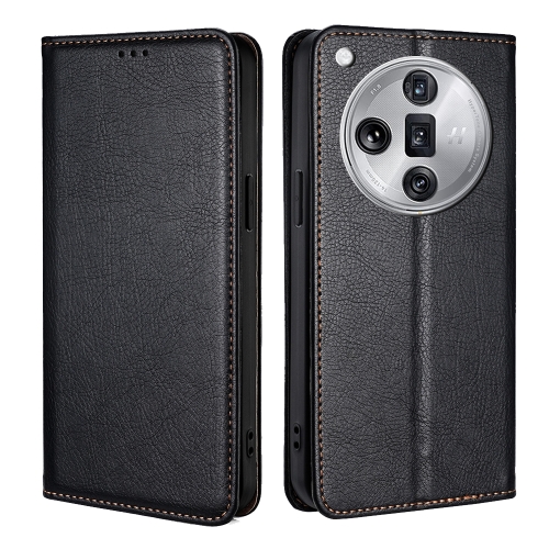 For OPPO Find X7 Ultra 5G Gloss Oil Solid Color Magnetic Leather Phone Case(Black) for samsung galaxy s23 ultra 5g little tiger embossed leather phone case brown
