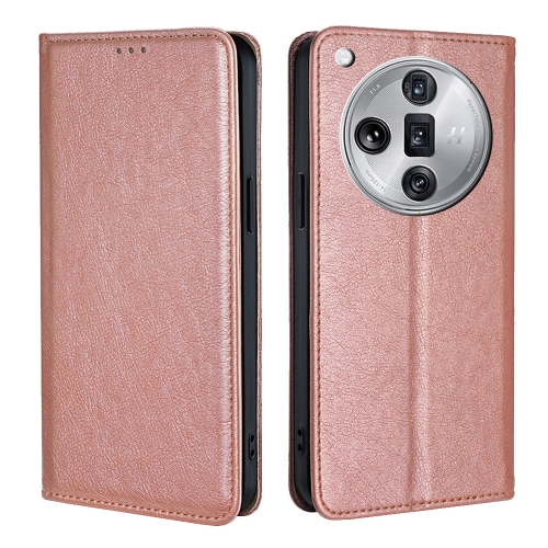 

For OPPO Find X7 Ultra 5G Gloss Oil Solid Color Magnetic Leather Phone Case(Rose Gold)