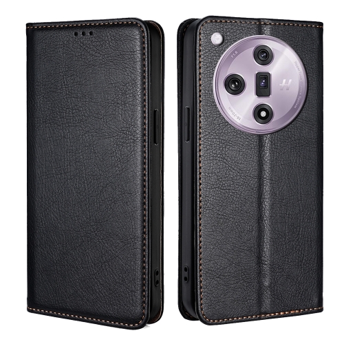For OPPO Find X7 5G Gloss Oil Solid Color Magnetic Leather Phone Case(Black) for oppo a17 a17k stitching embossed leather phone case red