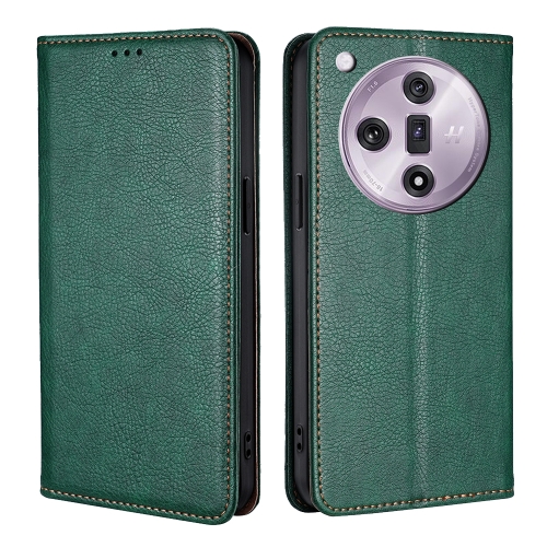 

For OPPO Find X7 5G Gloss Oil Solid Color Magnetic Leather Phone Case(Green)