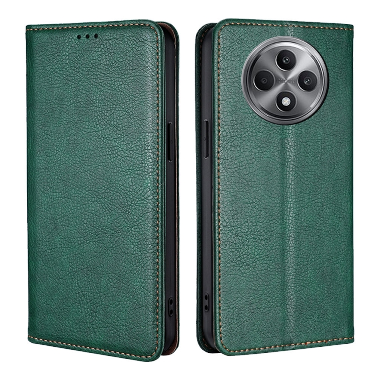 

For OPPO Reno12 F 5G Gloss Oil Solid Color Magnetic Leather Phone Case(Green)