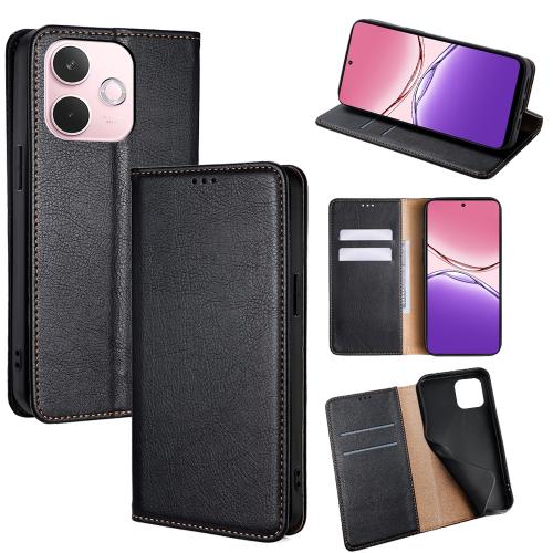 

For OPPO A5 Pro 5G Global Gloss Oil Solid Color Magnetic Leather Phone Case(Black)