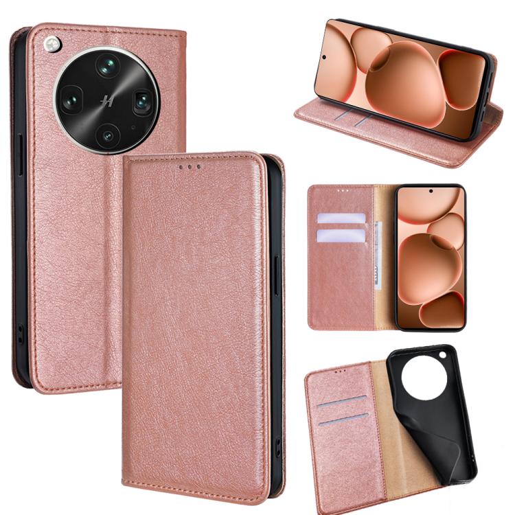 

For OPPO Find X8 Ultra 5G Gloss Oil Solid Color Magnetic Leather Phone Case(Rose Gold)