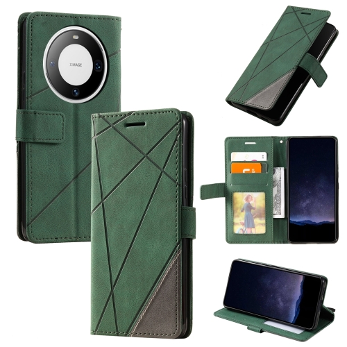 

For Huawei Mate 60 Skin Feel Splicing Horizontal Flip Leather Phone Case(Green)