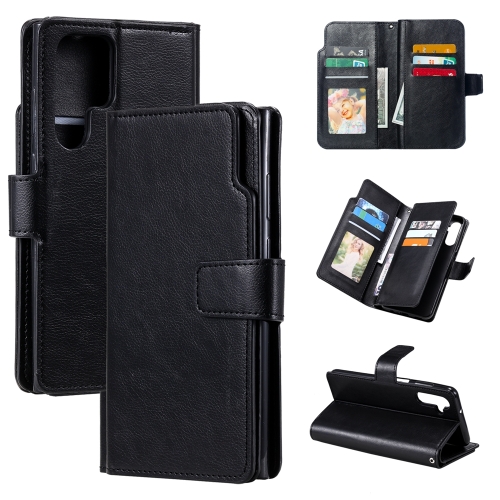 

For Samsung Galaxy S24 Ultra 5G Tri-Fold 9-Card Wallets Leather Phone Case(Black)