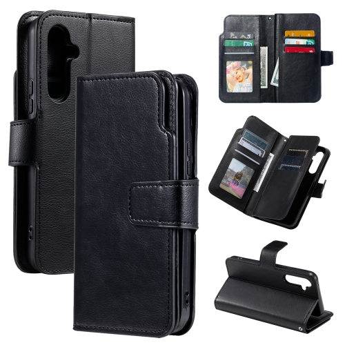 

For Samsung Galaxy S24 5G Tri-Fold 9-Card Wallets Leather Phone Case(Black)