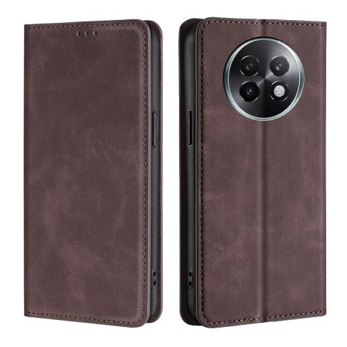 For Realme 13 Pro 5G Skin Feel Magnetic Leather Phone Case(Dark Brown)