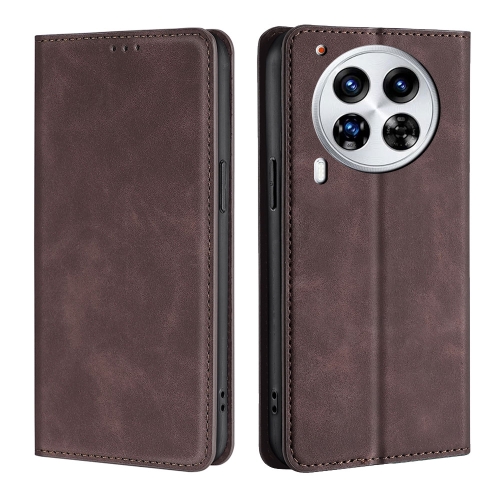 

For Tecno Camon 30 Premier 5G Skin Feel Magnetic Leather Phone Case(Dark Brown)