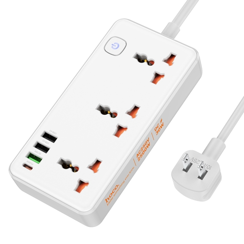 

hoco AC8 Storm 3-position Socket with PD30W+3USB Ports, Cable Length: 1.5m, US Plug(White)