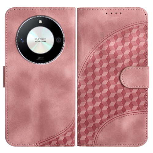 

For Honor X50 YX0060 Elephant Head Embossed Phone Leather Case with Lanyard(Pink)