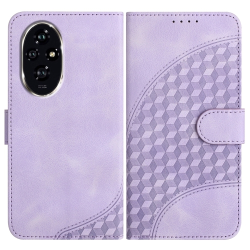 

For Honor 200 YX0060 Elephant Head Embossed Phone Leather Case with Lanyard(Light Purple)