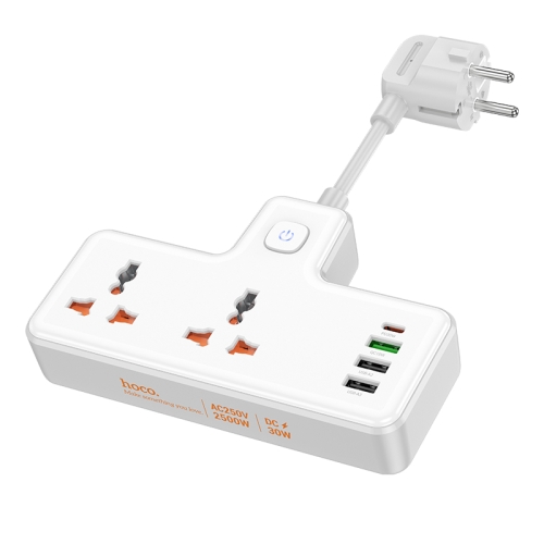 

hoco AC12A Reise 2-position Expansion Socket with PD30W+3USB Ports, Cable Length: 8.5cm, EU Plug(White)