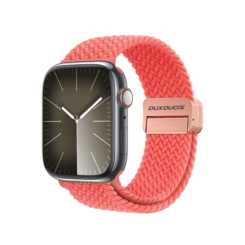 

For Apple Watch SE 2023 44mm DUX DUCIS Mixture Pro Series Magnetic Buckle Nylon Braid Watch Band(Guava)