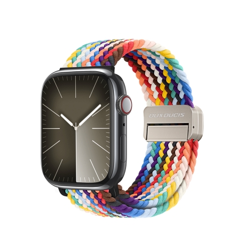 For Apple Watch SE 2023 44mm DUX DUCIS Mixture Pro Series Magnetic Buckle Nylon Braid Watch Band(Rainbow)