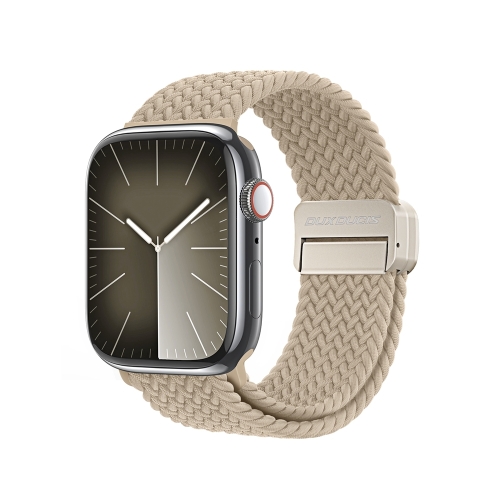 For Apple Watch Series 10 46mm DUX DUCIS Mixture Pro Series Magnetic Buckle Nylon Braid Watch Band(Beige)