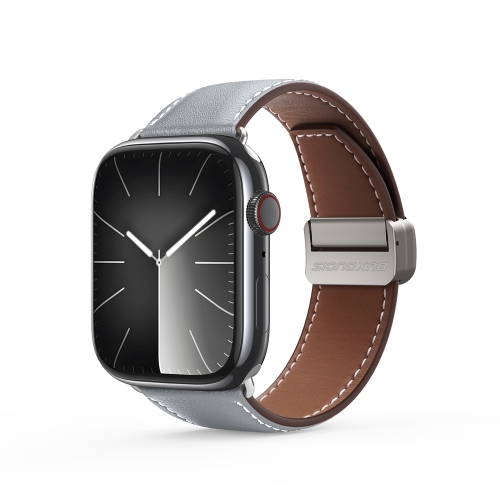 For Apple Watch SE 2023 44mm DUX DUCIS YA Series Magnetic Buckle Genuine Leather Watch Band(Grey)