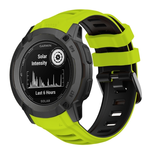 

For Garmin Instinct 2X Two Color Silicone Watch Band(Lime Black)