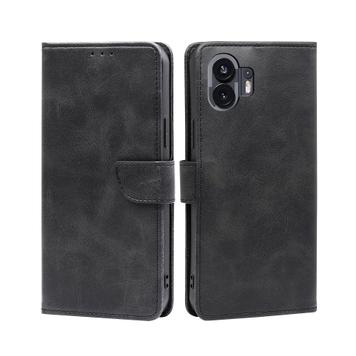 

For Nothing Phone 2 Calf Texture Buckle Flip Leather Phone Case(Black)