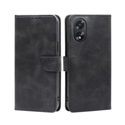 

For OPPO A38 4G / A18 4G Calf Texture Buckle Flip Leather Phone Case(Black)