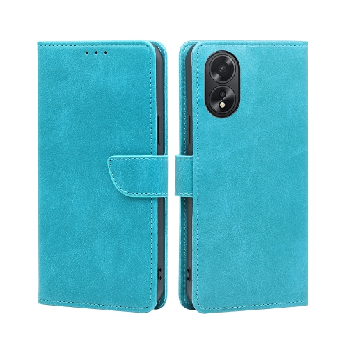 

For OPPO A38 4G / A18 4G Calf Texture Buckle Flip Leather Phone Case(Light Blue)