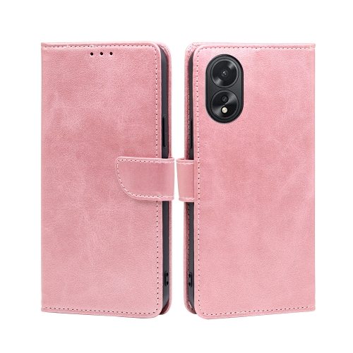 

For OPPO A38 4G / A18 4G Calf Texture Buckle Flip Leather Phone Case(Rose Gold)