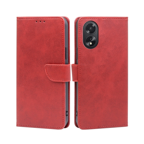 

For OPPO A38 4G / A18 4G Calf Texture Buckle Flip Leather Phone Case(Red)