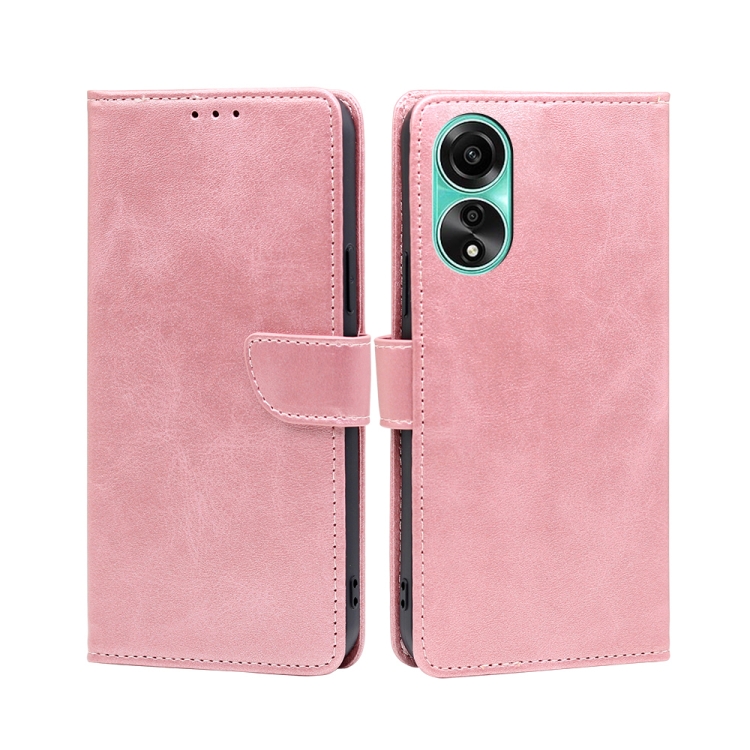 

For OPPO A78 4G Calf Texture Buckle Flip Leather Phone Case(Rose Gold)